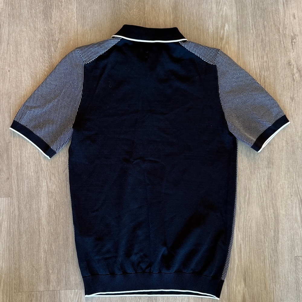 New Reiss Navy Half Zip Polo Shirt - Picture 3 of 4